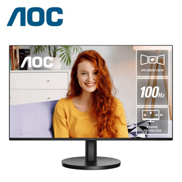 AOC 24B3HA2 23.8" FHD IPS 100Hz 3-Sided Frameless Monitor ( HDMI, VGA, 3 Yrs Warranty )